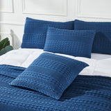 Waffle Weave Navy Blue Pillow Cover Set of 2-Lange General Store
