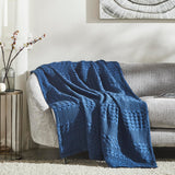 Waffle Weave Navy Blue Throw-Lange General Store