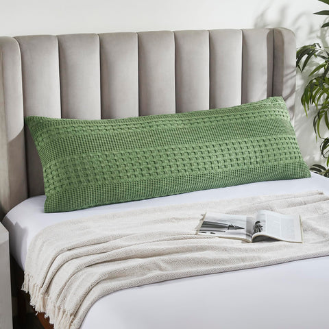 Waffle Weave Olive Green Body Pillow Cover-Lange General Store