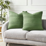 Waffle Weave Olive Green Pillow Cover Set of 2-Lange General Store