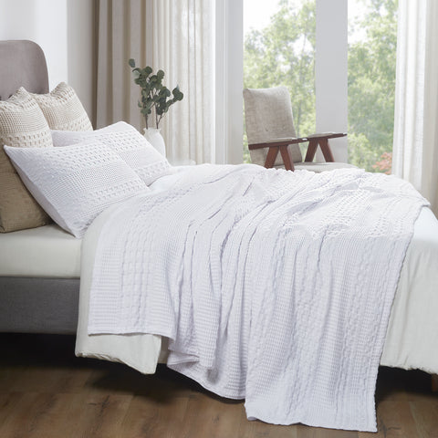 Waffle Weave White Blanket-Lange General Store