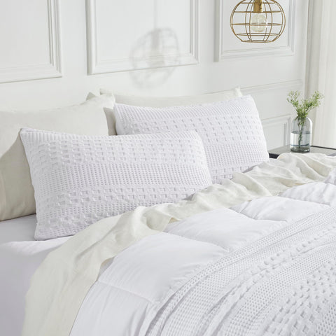 Waffle Weave White Sham Set of 2-Lange General Store
