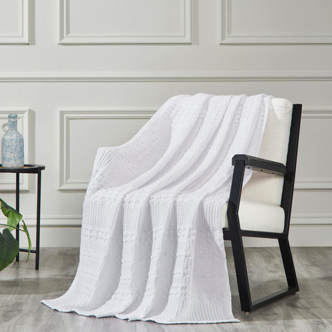 Waffle Weave White Throw-Lange General Store