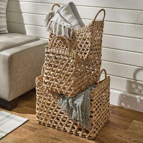 Water Hyacinth Basket Set of 3-Lange General Store