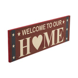 Welcome To Our Home w/White Stars On Blue Stripes Wall Sign-Lange General Store