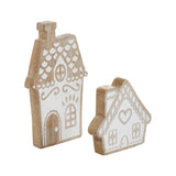 White Washed Gingerbread Drive Natural Wooden Houses Set of 2-Lange General Store