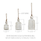 White Washed Gold Glitter Metal Bell Set of 3-Lange General Store