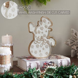 White Washed Jolly Natural Wooden Snowman-Lange General Store