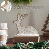 White Washed Joy Natural Wooden Reindeer-Lange General Store