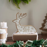 White Washed Joy Natural Wooden Reindeer-Lange General Store