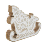 White Washed Santa on Duty Natural Wooden Sleigh-Lange General Store