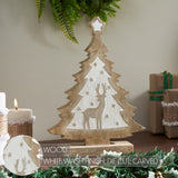 White Washed Winter Frolic Natural Wooden Tree-Lange General Store