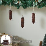 Winter Hearth Dark Wooden Ornament Set of 3-Lange General Store