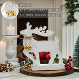 Winter Walk Distressed White Wooden Reindeer-Lange General Store