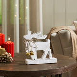 Winter Walk Distressed White Wooden Reindeer-Lange General Store