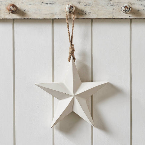 Wooden Star Ornament - White-Lange General Store