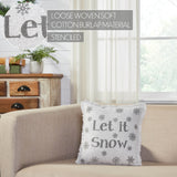 Yuletide Burlap Antique White Snowflake Let It Snow Pillow-Lange General Store