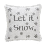 Yuletide Burlap Antique White Snowflake Let It Snow Pillow-Lange General Store