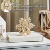 Yuletide Glow Brushed Gold Wooden Snowflakes-Lange General Store