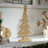Yuletide Glow Brushed Gold Wooden Tree-Lange General Store