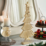 Yuletide Glow Brushed Gold Wooden Tree-Lange General Store