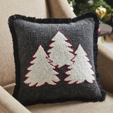 3 Christmas Trees Black Woven Pillow-Lange General Store