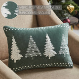 4 Christmas Trees Green Velvet Pillow-Lange General Store