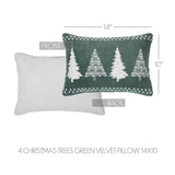 4 Christmas Trees Green Velvet Pillow-Lange General Store