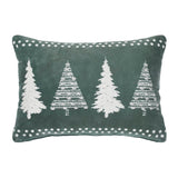 4 Christmas Trees Green Velvet Pillow-Lange General Store