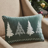 4 Christmas Trees Green Velvet Pillow-Lange General Store