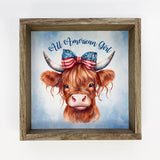 4th of July All American Girl Highland Patriotic Cow Sign-Lange General Store