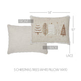 5 Christmas Trees White Pillow-Lange General Store