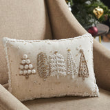 5 Christmas Trees White Pillow-Lange General Store