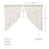 Templeton Tobacco Cloth Antique White Fringed Prairie Swag Curtains
