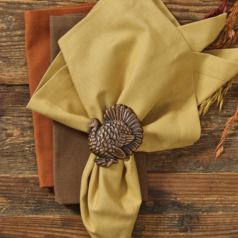 Hammered Turkey Napkin Rings Set of 4