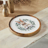 Bunny Hop Wooden Plate Natural w/ Bunny & Wreath