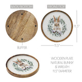 Bunny Hop Wooden Plate Natural w/ Bunny & Wreath