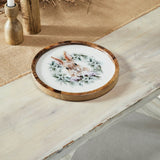 Bunny Hop Wooden Plate Natural w/ Bunny & Wreath