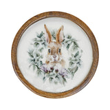 Bunny Hop Wooden Plate Natural w/ Bunny & Wreath