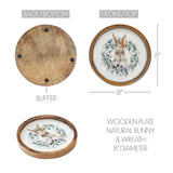 Bunny Hop Wooden Plate Natural w/ Bunny & Wreath