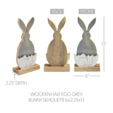 Bunny Hop Wooden Half Egg w/ Grey Bunny Silhouette 13"