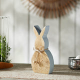 Spring In Bloom Wooden Enamel Edge Bunny w/ Natural Beads 10.75"