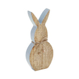 Spring In Bloom Wooden Enamel Edge Bunny w/ Natural Beads 10.75"