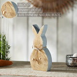 Spring In Bloom Wooden Enamel Edge Bunny w/ Natural Beads 10.75"