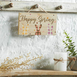 Bunny Hop Happy Spring 3 Bunnies Wall Sign w/ Twine