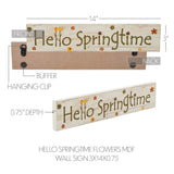 Spring In Bloom Hello Springtime w/ Flowers Wall Sign