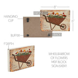 Spring In Bloom Wheelbarrow Of Flowers Block Sign