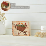 Spring In Bloom Wheelbarrow Of Flowers Block Sign