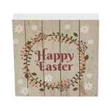 Spring In Bloom Happy Easter w/ Wreath Shiplap Block Sign