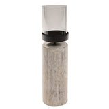 Distressed White Log Votive Candle Holders